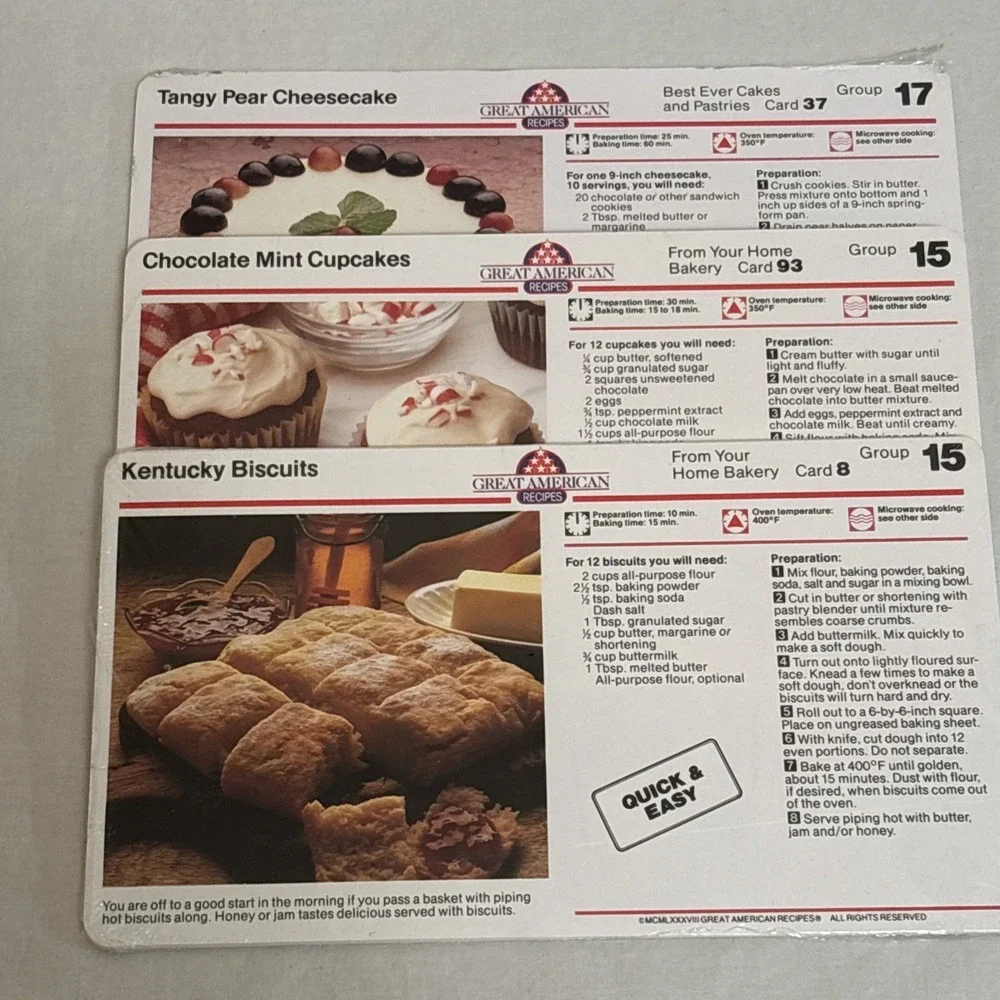 Vtg 1988 Great American Recipes Cards-Lot Of 28 Packs!
